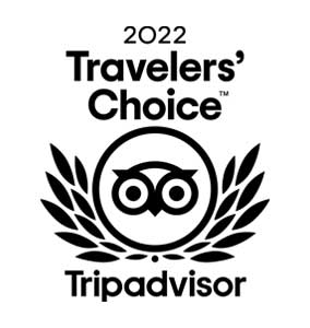 2022 Travelers' Choice Tripadvisor logo with stylized owl.