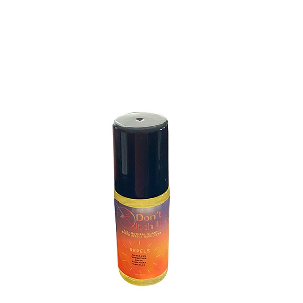 Small spray bottle with black cap and orange label.